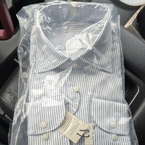 Burberry Blue Dress Shirt with Pinstripe Pattern